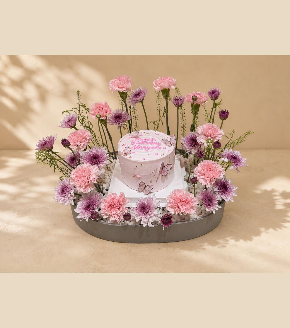 Pink Blossom Birthday Cake