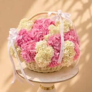 Blush Hydrangea Basket premium