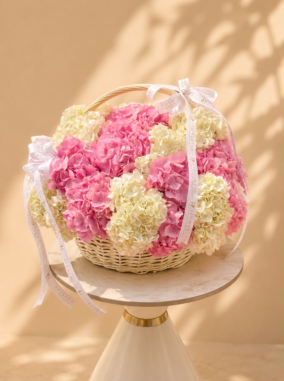 Blush Hydrangea Basket premium